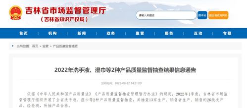 吉林省2022年洗手液、濕巾產品質量監督抽查結果及美甲店會員管理軟件市場規范情況